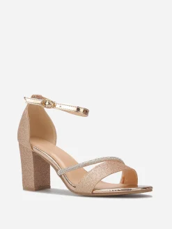 Sale La Modeuse Sandales pailletées avec bride à strass Dorérose