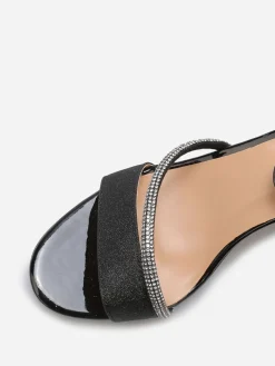 Hot La Modeuse Sandales pailletées avec bride à strass Noir