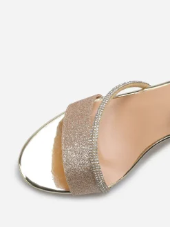 Discount La Modeuse Sandales pailletées avec bride à strass Doré