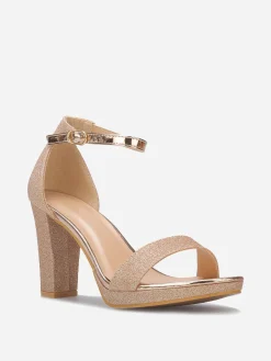 Clearance La Modeuse Sandales pailletées et vernies à talon Dorérose