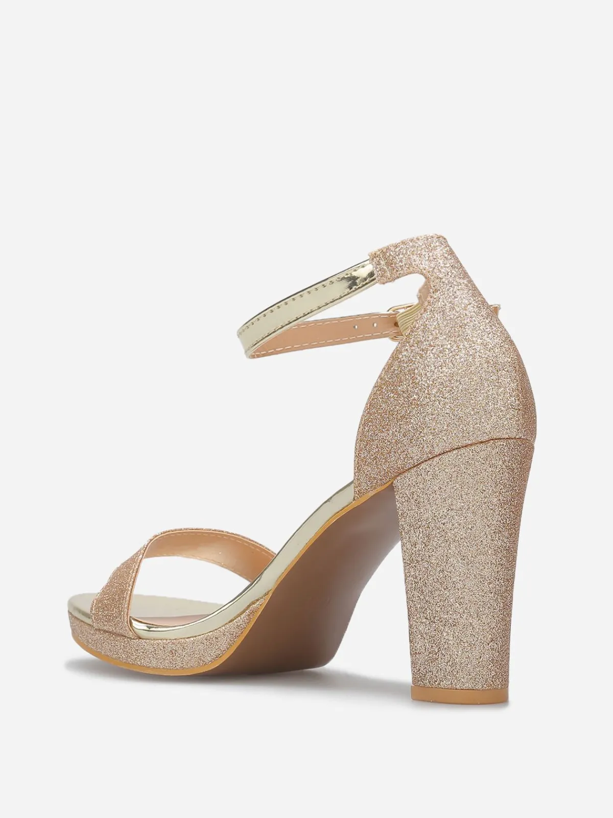 Hot La Modeuse Sandales pailletées et vernies à talon Doré