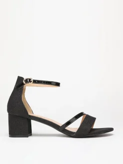 Sale La Modeuse Sandales pailletées et vernies grandes tailles Noir