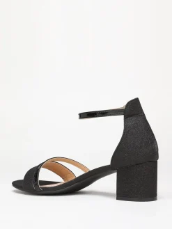 Sale La Modeuse Sandales pailletées et vernies grandes tailles Noir