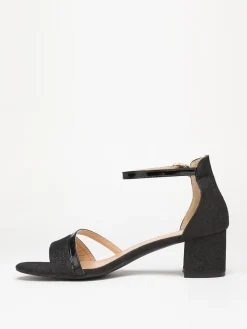 Sale La Modeuse Sandales pailletées et vernies grandes tailles Noir