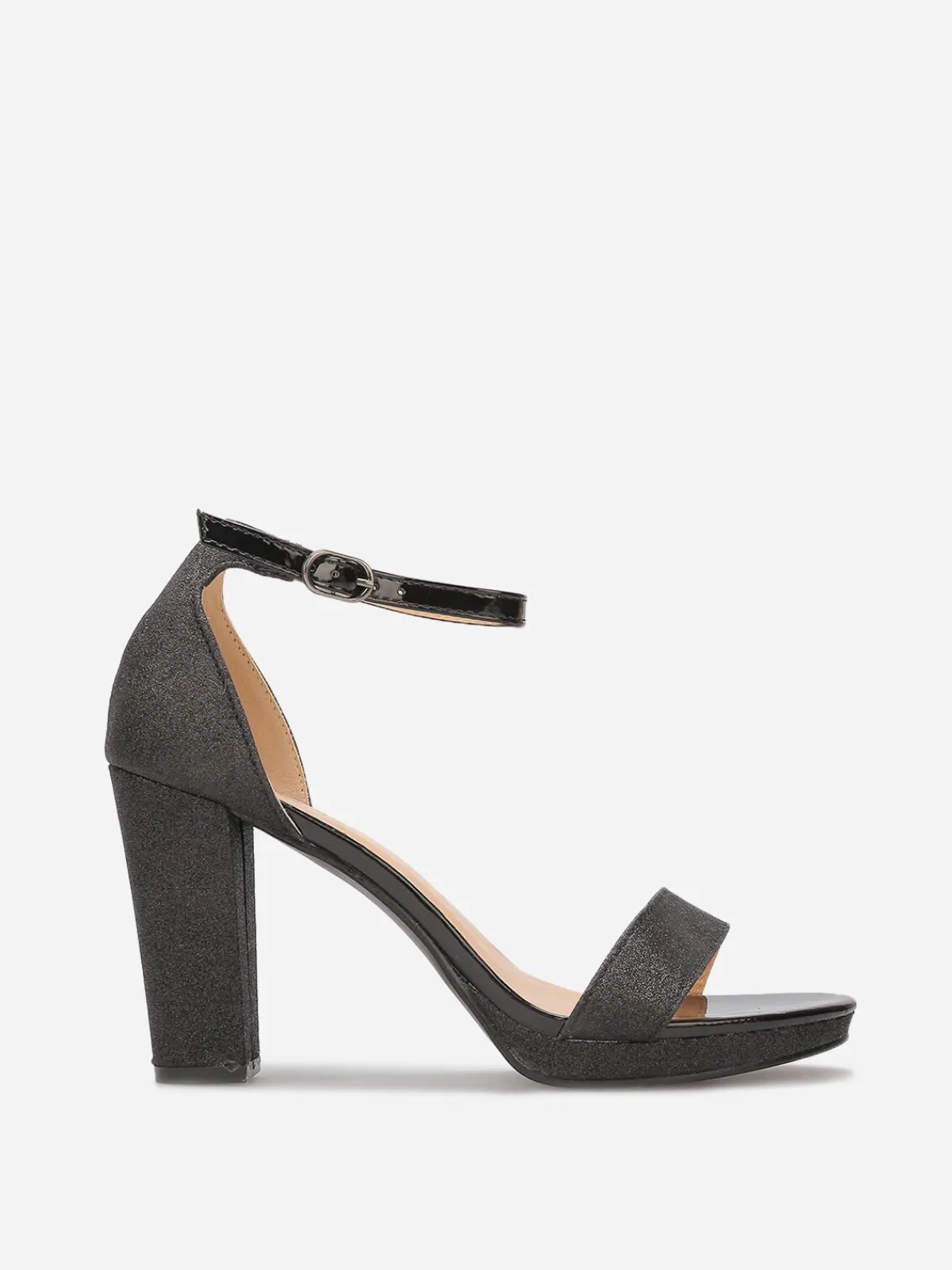 Best La Modeuse Sandales pailletées et vernies à talon Noir