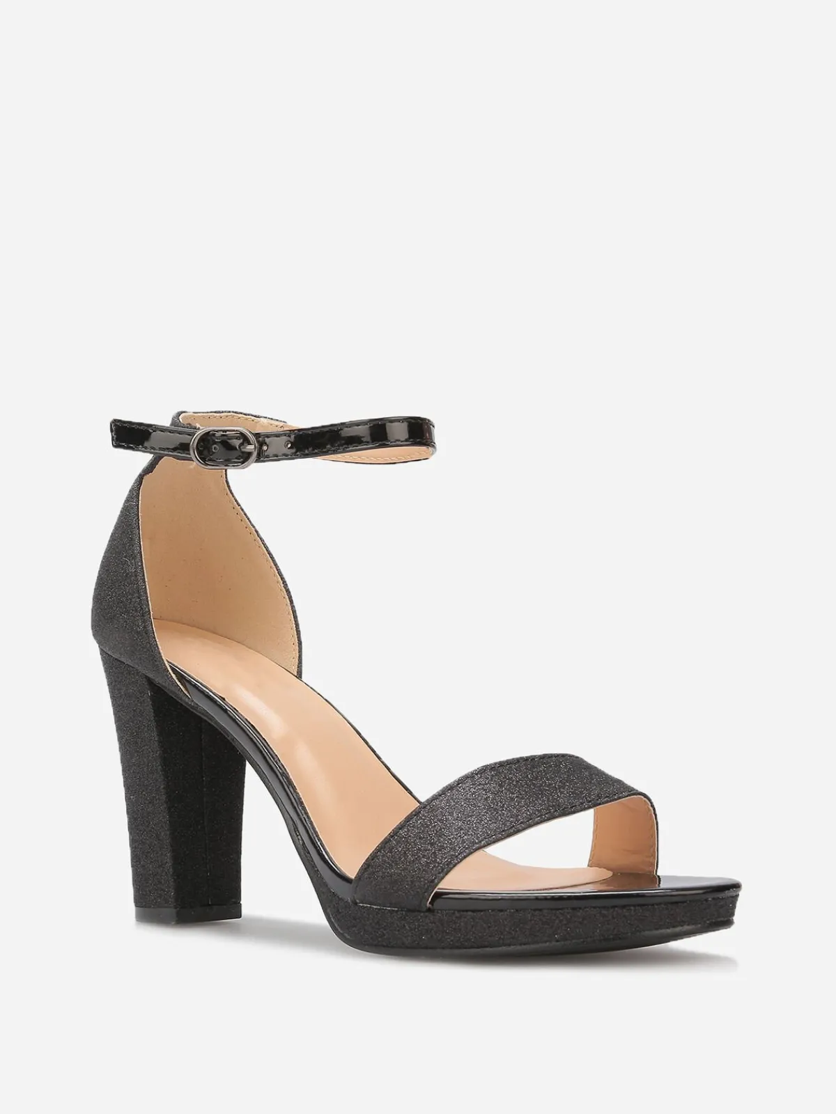 Best La Modeuse Sandales pailletées et vernies à talon Noir