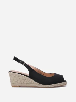 Discount La Modeuse Sandales peep toes compensées Noir
