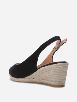 Discount La Modeuse Sandales peep toes compensées Noir