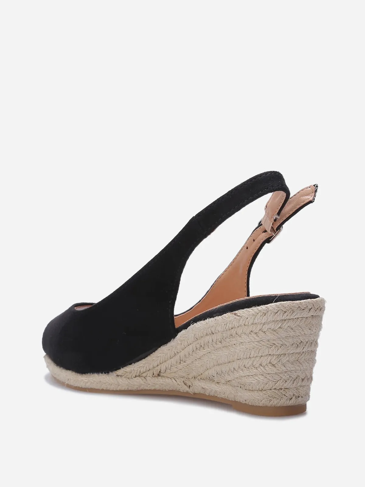 Discount La Modeuse Sandales peep toes compensées Noir