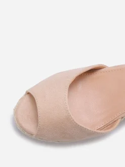 Outlet La Modeuse Sandales peep toes compensées à nouer Nude