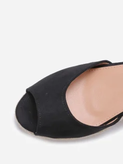 Sale La Modeuse Sandales peep toes compensées à nouer Noir
