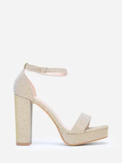 Clearance La Modeuse Sandales plateforme à paillettes Doré