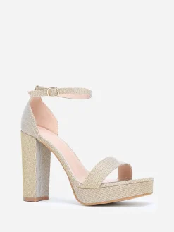 Clearance La Modeuse Sandales plateforme à paillettes Doré