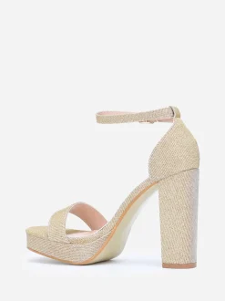 Clearance La Modeuse Sandales plateforme à paillettes Doré