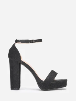 Online La Modeuse Sandales plateforme à paillettes Noir