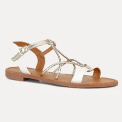 Sale La Modeuse Sandales plates à brides croisées Blanc