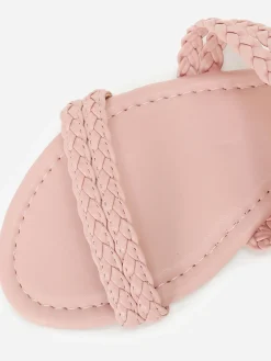 New La Modeuse Sandales plates à fines brides tressées Rose