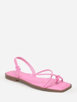 New La Modeuse Sandales plates à fines brides nouées Rose