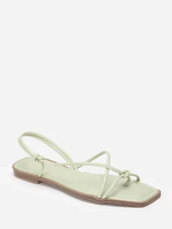 Discount La Modeuse Sandales plates à fines brides nouées Vert