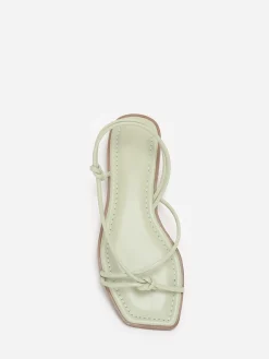 Discount La Modeuse Sandales plates à fines brides nouées Vert