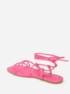 Hot La Modeuse Sandales plates à multiples lanières Fuchsia