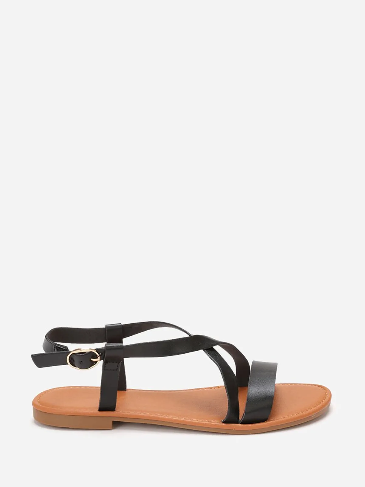 Online La Modeuse Sandales plates avec fines brides Noir