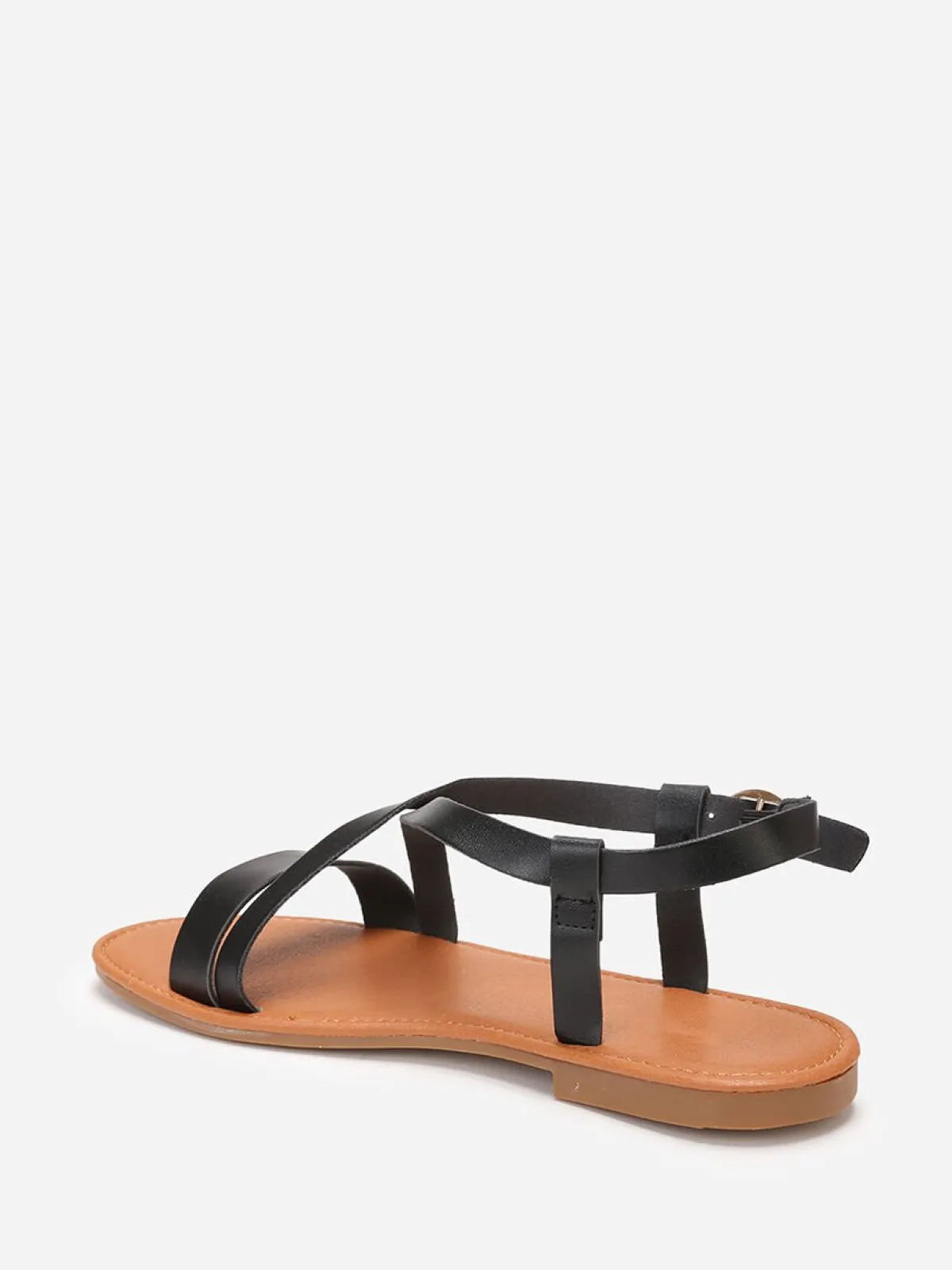 Online La Modeuse Sandales plates avec fines brides Noir