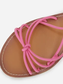 Sale La Modeuse Sandales plates en simili à lacets Fuchsia