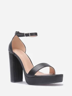 Outlet La Modeuse Sandales rétros à plateforme et talon haut Noir