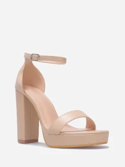 Sale La Modeuse Sandales rétros à plateforme et talon haut Beige