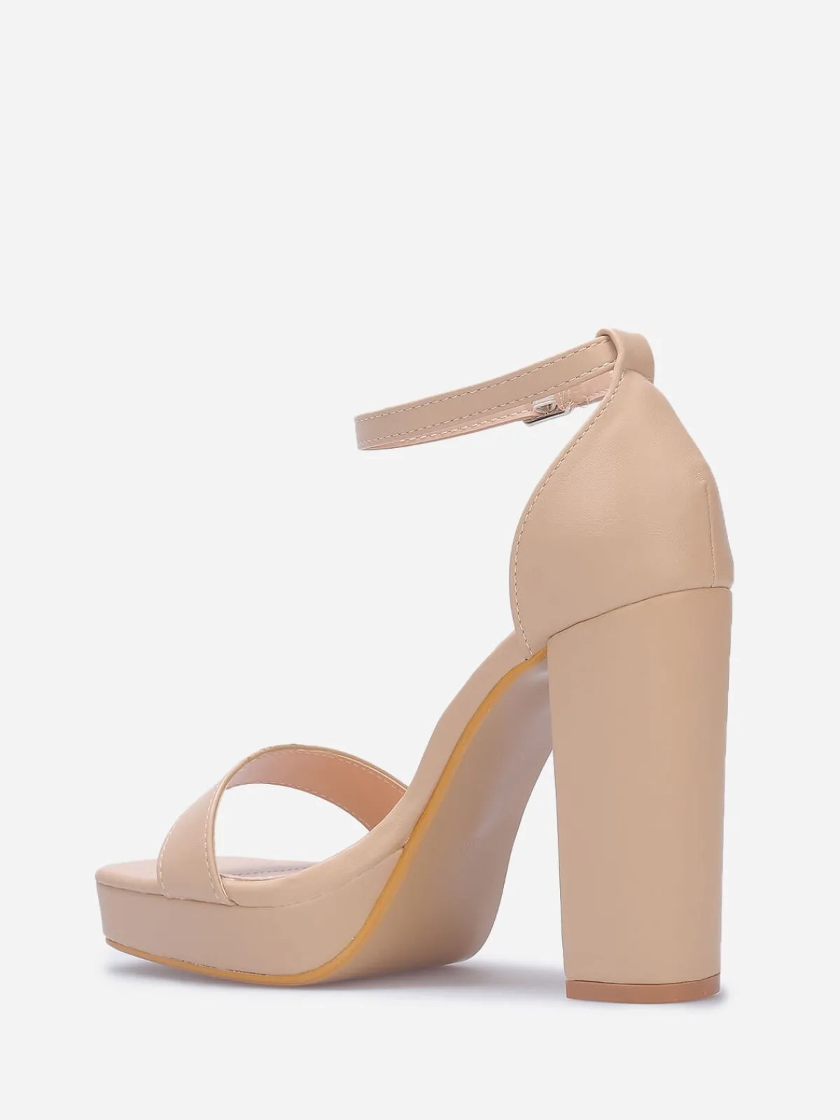 Sale La Modeuse Sandales rétros à plateforme et talon haut Beige