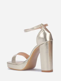 New La Modeuse Sandales rétros à plateforme et talon haut Doré