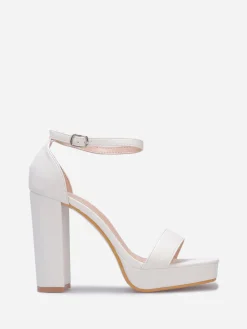Best La Modeuse Sandales rétros à plateforme et talon haut Blanc