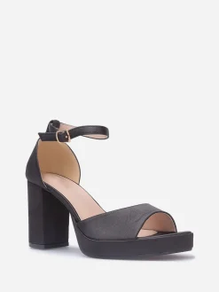Hot La Modeuse Sandales satinées à bout carré Noir