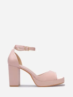 New La Modeuse Sandales satinées à bout carré Beige