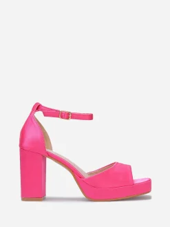 Outlet La Modeuse Sandales satinées à bout carré Fuchsia