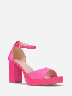 Outlet La Modeuse Sandales satinées à bout carré Fuchsia