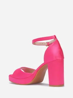 Outlet La Modeuse Sandales satinées à bout carré Fuchsia