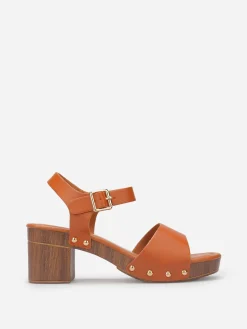 New La Modeuse Sandales style sabots à large bride Camel