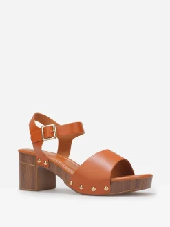 New La Modeuse Sandales style sabots à large bride Camel