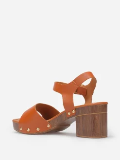 New La Modeuse Sandales style sabots à large bride Camel