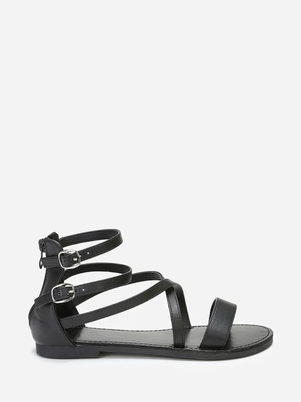 Sale La Modeuse Sandales style spartiates à fines brides Noir