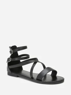 Sale La Modeuse Sandales style spartiates à fines brides Noir