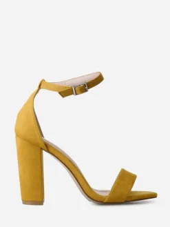 La Modeuse Sandales suédine à talon carré Jaune