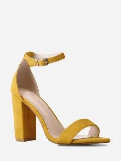 La Modeuse Sandales suédine à talon carré Jaune