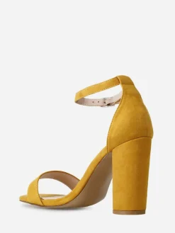 La Modeuse Sandales suédine à talon carré Jaune