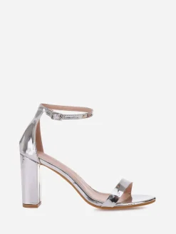 Hot La Modeuse Sandales vernies à talon carré Argenté