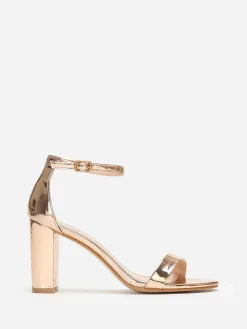 Outlet La Modeuse Sandales vernies doré rose à talon carré Doré rose Dorérose