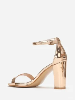 Outlet La Modeuse Sandales vernies doré rose à talon carré Doré rose Dorérose