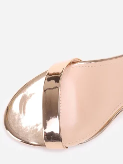 Outlet La Modeuse Sandales vernies doré rose à talon carré Doré rose Dorérose